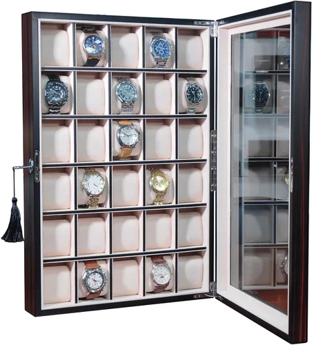 Miniatura 7 de TimelyBuys Caja organizadora de 30 piezas de madera de ébano para colgar en la pared, caja organizadora de almacenamiento y soporte para regalo