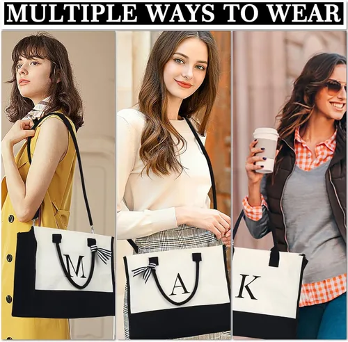 Miniatura 3 de YOOLIFE Regalos de Navidad para Mujeres - Bolsa Tote con Inicial y Bolsa de Maquillaje, Rellenos de Calcetín Navideño para Mujeres Mamá Esposa
