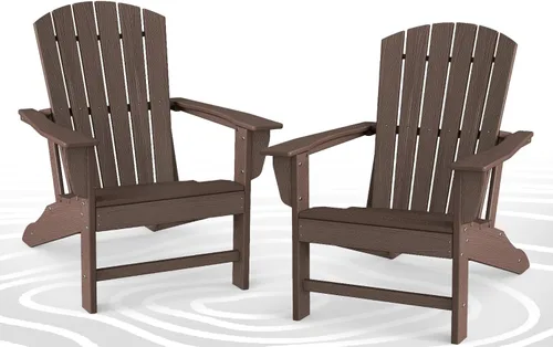 Miniatura 34 de BRIOPAWS - Juego de 2 sillas Adirondack Tamaño grande Silla para hoguera Plástico HDPE Para todo tipo de clima para terraza, al aire gris