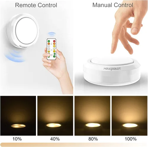Miniatura 4 de HOLKPOILOT Luces de disco con control remoto, funciona con pilas debajo del gabinete, iluminación de disco debajo del mostrador, luces inalámbricas
