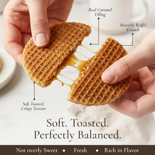 Miniatura 3 de Le Chic Patissier 30 Stroopwafels de caramelo y vainilla tostados suaves paquete de 3 (11.11 onzas cada uno) Receta original de gofres de caramelo