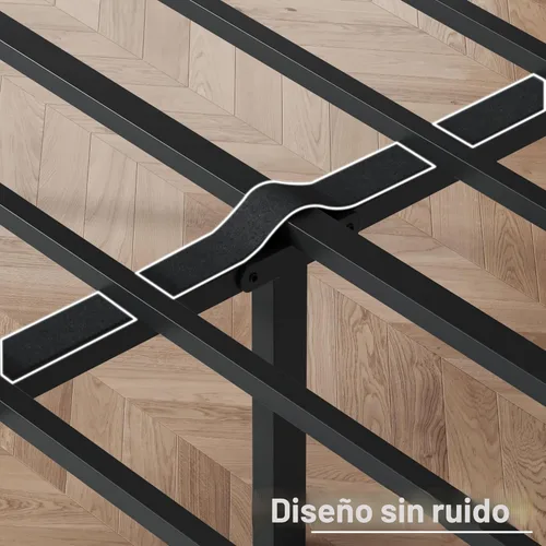 Miniatura 6 de Fluest Base de cama individual con cabecero, tapizada en cuero PU, marco de plataforma con soporte de listones metálicos, con espacio de Negro