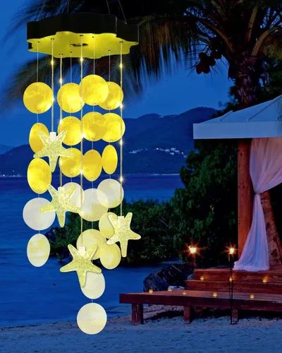 Miniatura 8 de Toodour Campanillas de viento solares para exteriores, conchas, regalos de luz para mamá, abuela, mujeres, esposa, niñas, luz móvil decorativa solar