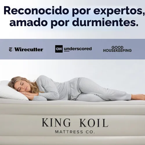 Miniatura 8 de King Koil Colchón de Aire Individual con Superficie Acolchada de Felpa con Bomba de Alta Velocidad Integrada para Acampar, Hogar e Invitados