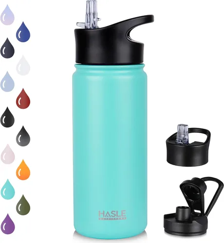 Miniatura 20 de HASLE OUTFITTERS Botella de agua aislada de 16 onzas para niños, botella de agua de acero inoxidable de doble pared al vacío, a prueba de fugas