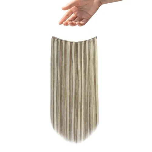 Miniatura 83 de Easyouth Extensión de cabello humano rubio con cola de caballo, extensiones de cabello humano rubio dorado con reflejos rubios, extensiones