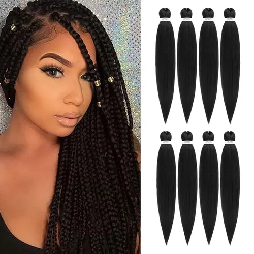 Miniatura 19 de Cabello trenzado preestirado - 12 pulgadas, 8 paquetes, cabello trenzado natural negro corto para trenzas torcidas o trenzas en caja, extensiones