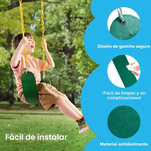 Miniatura 4 de TURFEE Juego de 3 columpios surtidos, incluye 1 barra de trapecio de anillos de gimnasio y 2 columpios con cadena recubierta de plástico, accesorios