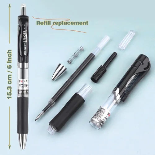Miniatura 2 de Bribobo Bolígrafos de gel de punta fina, bolígrafos de escritura suave, bolígrafos retráctiles de tinta negra para suministros de oficina escolar