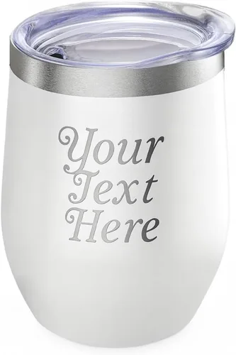 Miniatura 8 de Vaso de vino personalizado con tapa – Personalizado en tallado en acero inoxidable aislante color turquesa para bebidas frías y calientes – Taza