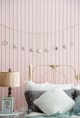 Miniatura 5 de Mkono Guirnalda de fases lunares para pared, decoración boho, decoración de habitación, guirnalda de lunas metálicas, arte colgante, decoración
