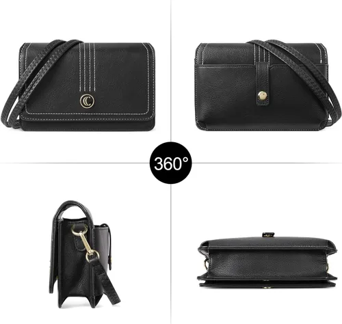 Miniatura 6 de CLUCI Bolso cruzado para mujer, cartera de muñeca, pequeña bolsa de hombro con ranuras para tarjetas, solapa de cuero, bolso de mano para teléfono