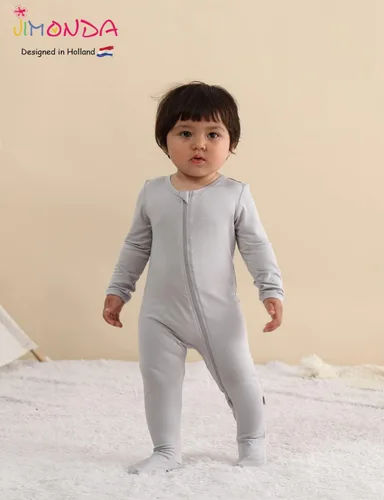 Miniatura 50 de Jimonda Pijama de bambú para bebé, unisex, para niños y niñas, de una pieza, manga larga, cierre de cremallera de 2 vías, mameluco