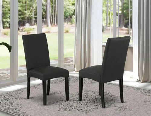 Miniatura 2 de East West Furniture DRP1T24 Driscol Parson - Sillas de comedor acolchadas de tela de lino de color negro, juego de 2, color negro