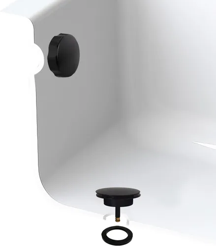 Miniatura 3 de Westbrass Moldura de estilo europeo para residuos de baño de accionamiento por cable, negro mate, D50TE-62
