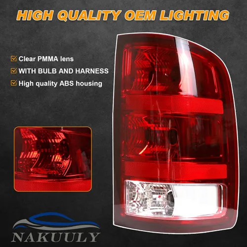 Miniatura 5 de Luz Trasera Compatible con 2007-2014 GMC Sierra 1500 2500HD 3500HD Luz de Freno, Señal, Bombilla # 25958485 GM2801208 del Lado Derecho del Pasajero