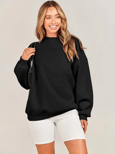 Miniatura 6 de ANRABESS Sudadera de gran tamaño para mujer, de forro polar, manga larga, cuello redondo, informal, para otoño 2023, ropa de moda