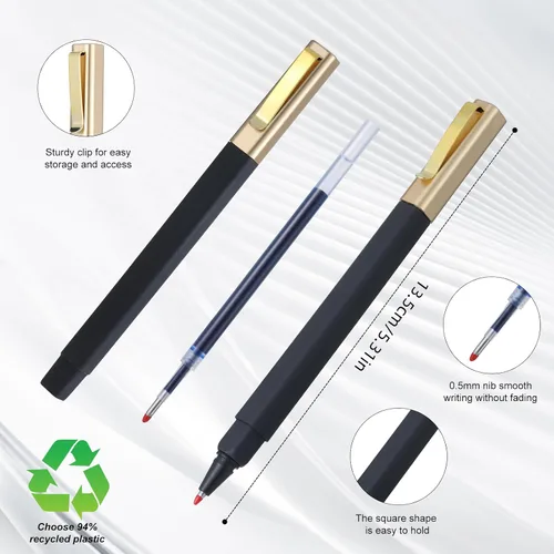Miniatura 3 de 6 paquetes de bolígrafos de gel negros de 0.5 mm de punta media, bolígrafos de tinta de gel con tapa, secan rápidamente, bolígrafo de punta redonda