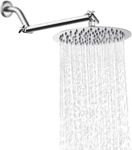 Miniatura 7 de NearMoon Cabezal de ducha de lluvia con brazo ajustable de 11 pulgadas, ducha de lluvia de acero inoxidable de alta presión, diseño ultrafino