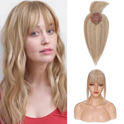 Miniatura 20 de Benehair 150% seda hecha a mano densidad base 100% Remy cabello humano para mujeres con flequillo clip en piezas de cabello con clip con ligera Gris