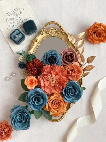 Miniatura 2 de FACINOC Juego de ramos de flores artificiales de rosas artificiales para bricolaje, decoración de despedida de soltera, bodas, centros de mesa