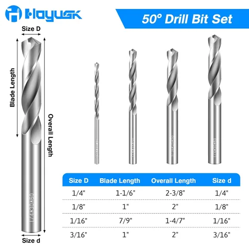 Miniatura 2 de Juego de Brocas de 4 Piezas Brocas de Carburo Sólido, 1/8" 1/4" 1/16" 3/16" Brocas de Carburo de Tungsteno, Juego de Brocas de Metal para Aleación