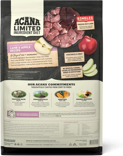 Miniatura 2 de ACANA Singles - Comida seca para perros con ingredientes limitados, sin granos, alta en proteínas, receta de cordero y manzana, bolsa de 13 libras
