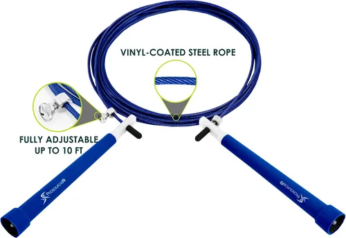 Miniatura 3 de ProsourceFit Speed Jump Rope 10’ Adjustable Length, Super Fast Turning for Cardio, Boxing Azul