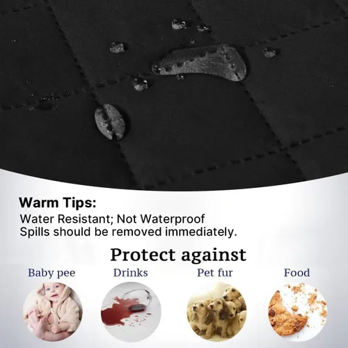 Miniatura 5 de H.VERSAILTEX Funda de sofá resistente al agua para sofá de 3 cojines, reversible, protector de muebles acolchado con correa elástica, funda de sofá