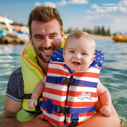Miniatura 4 de Dark Lightning Chaleco salvavidas para bebés aprobado por USCG de 0 a 30 libras, chaleco de natación para bebé/niños pequeños de 1 a 3 años de edad