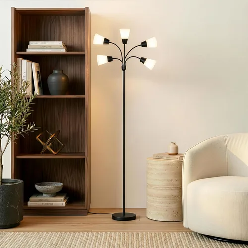 Miniatura 5 de Brightech Medusa - Lámpara de pie LED moderna – Lámpara de pie de múltiples cabezales para salas de estar y oficinas – Lámpara alta con pantalla