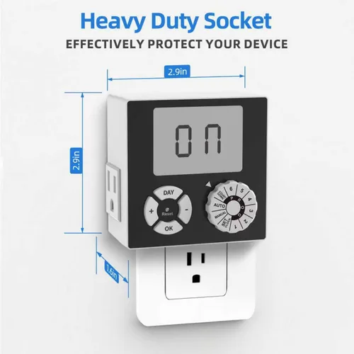 Miniatura 2 de TiFFCOFiO Temporizador de Enchufe Mecánico para Interiores, Temporizadores de 3 Clavijas para Tomas Eléctricas, Temporizador de Luz Enchufable
