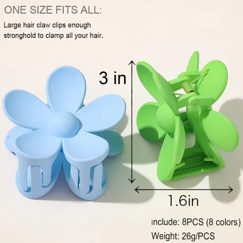 Miniatura 2 de Pinzas para el cabello de flores, 8 unidades, pinzas grandes para mujeres y niñas, cabello grueso y delgado, agarre fuerte, antideslizantes