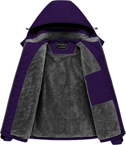 Miniatura 2 de CREATMO US Chaqueta de esquí impermeable de montaña para mujer, resistente al viento, chaqueta de snowboard cálida para invierno