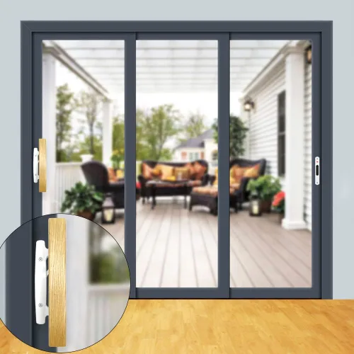 Miniatura 7 de ALLYWASAI Juego de manijas de puerta corrediza de patio con cerradura de embutir, cilindro de llave y placa frontal, juego de cerradura de mango