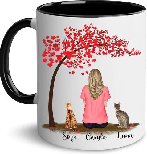 Miniatura 15 de WHIDOBE Taza personalizada de gato (1 gato) de 11 onzas, taza de 15 onzas para amantes de los gatos con avatar, gatito, nombres, regalo