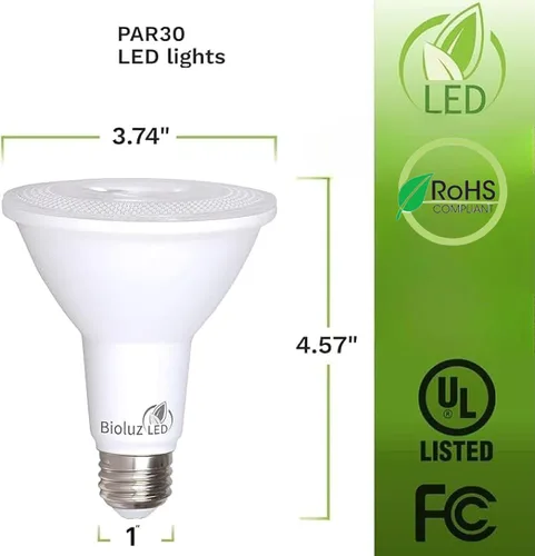 Miniatura 2 de Bioluz LED Paquete de 4 bombillas LED PAR30 de luz de inundación para interiores y exteriores, alto CRI, equivalente a 75 W usando 11 W, regulable