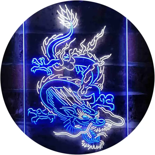 Miniatura 16 de ADVPRO Hombre Dragón Chino Cueva Garaje Tatuaje Dual Color LED Neon Sign Azul y Rojo 8 x 12 pulgadas st6s23-i3780-br