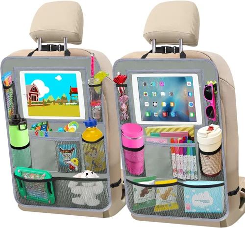 Miniatura 13 de Organizador de asiento trasero de automóvil, paquete de 2 organizadores de asiento trasero de automóvil con soporte para tableta de 11 pulgadas, 10