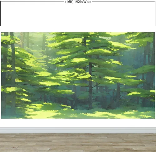 Miniatura 3 de Papel tapiz de árbol forestal, papel tapiz extraíble de bosque verde, papel tapiz para despegar y pegar, papel tapiz temporal, impresiones de pared.