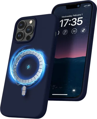 Miniatura 8 de RIZUS - Funda de silicona magnética para iPhone 13 Pro Max [compatible con MagSafe], funda delgada con forro de microfibra antiarañazos, a prueba