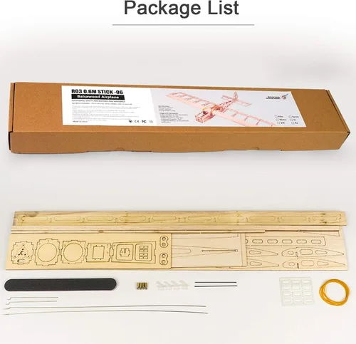 Miniatura 3 de mewmewcat Rc Avión, Dancing Hobby R03 STICK-06 Avión 22.835 in Pan Balsa Madera Aviones DIY Juguete Volador para Adultos al Aire Libre Kit Versión