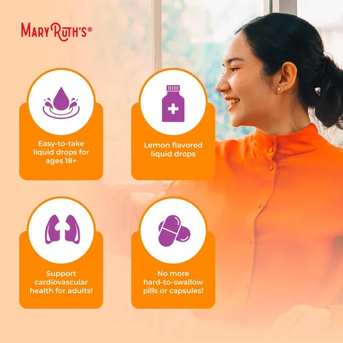Miniatura 7 de MaryRuth Organics - Gotas líquidas de quercetina, sin azúcar, 500 mg para adultos de 18 años en adelante, salud cardiovascular para adultos