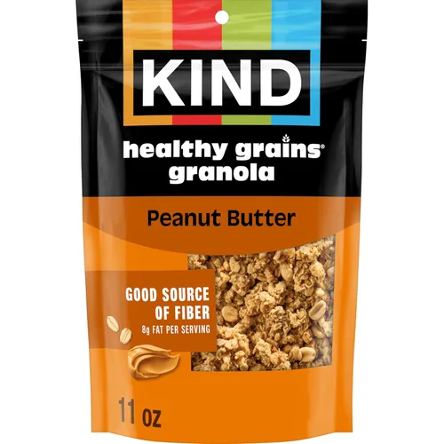 Kind Healthy Grains Granola, Clusters de Mantequilla de Cacahuate, Snacks Saludables, Sin Gluten, 100% Granos Integrales, 10g de Proteína, 11 onzas,