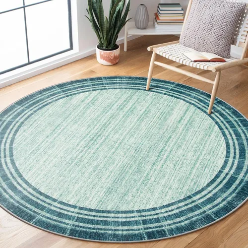 Miniatura 31 de Alfombra de pasillo moderna abstracta Lahome, alfombra lavable turquesa de 2 x 6 pulgadas para entrada, alfombra antideslizante de bajo pelo