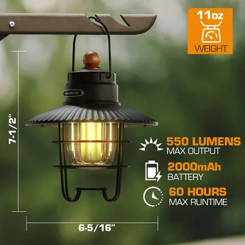 Miniatura 3 de Linterna de camping LED EverBrite, linterna recargable USB C con 3 modos de luz, linternas vintage para exteriores con función de banco de energía