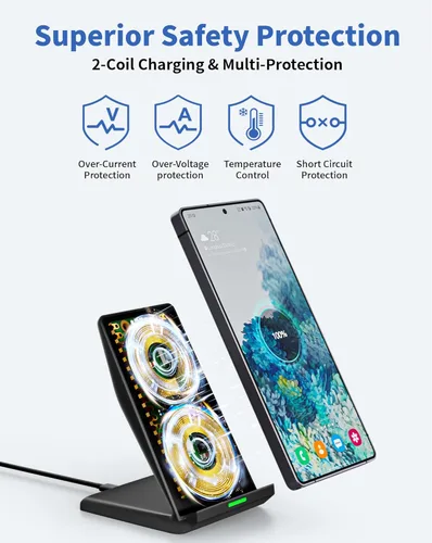 Miniatura 4 de Cargador inalámbrico rápido para Samsung, soporte de carga inalámbrica de 15 W, soporte de cargador de teléfono de escritorio con PD 20 W, adaptador