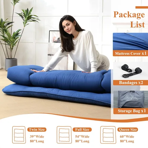Miniatura 6 de Colchón de futón grueso para dormir, colchón plegable para adultos, niños, tapete de tatami, colchón de campamento, viaje por carretera, tapete