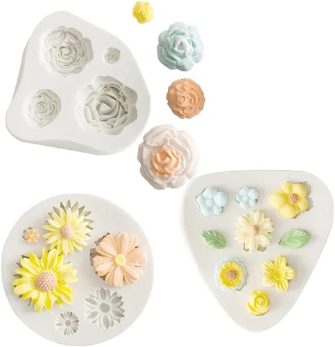 Miniatura 10 de KALAIEN Molde de silicona de flores de crisantemo para decoración de pasteles de fondant, chocolate, azúcar, decoración de pasteles de caramelo