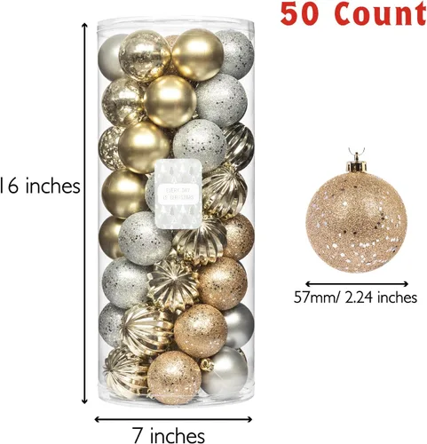 Miniatura 2 de Every Day is Christmas - Juego de adornos para colgar de Navidad de 50 unidades, juego de adornos inastillables para árbol de Navidad, decoración